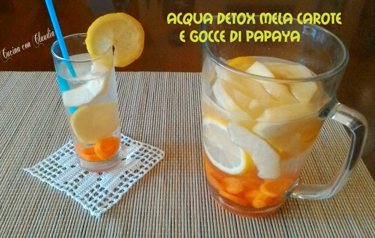 Acqua detox male carote e gocce di papaya