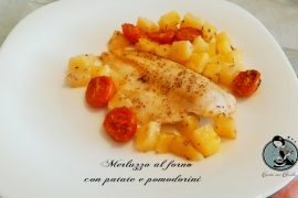 Merluzzo al forno con patate e pomodorini